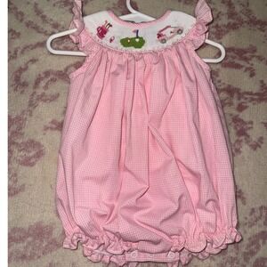 Bailey Boys 9M Pink Gingham Golf Smocked Bubble Romper Outfit Baby Girl